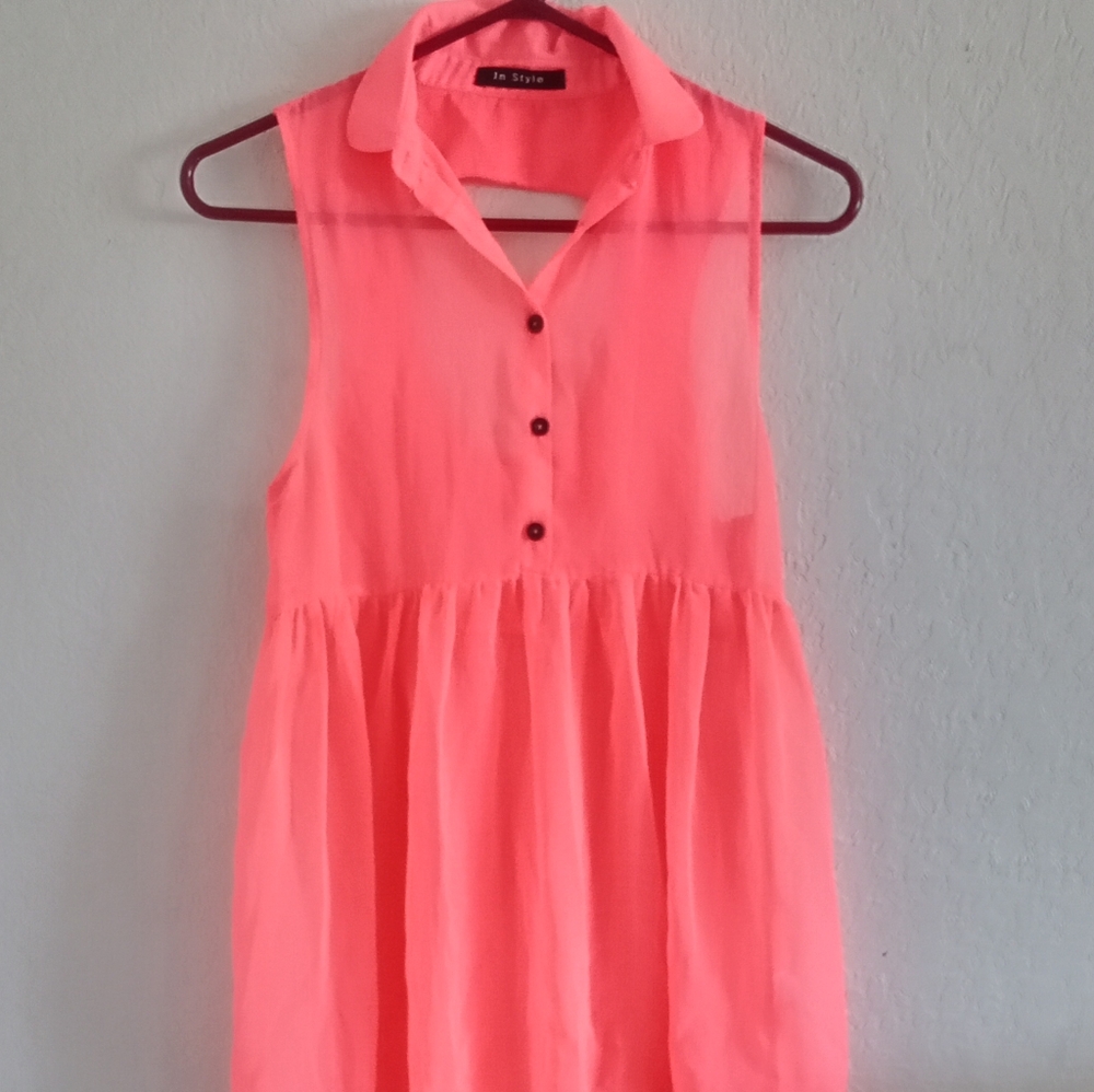 In Style Pink Sleeveless Shirt /Dress